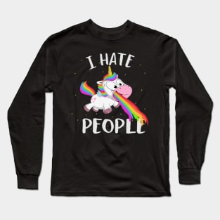 vomiting unicorn - I hate people gift Long Sleeve T-Shirt